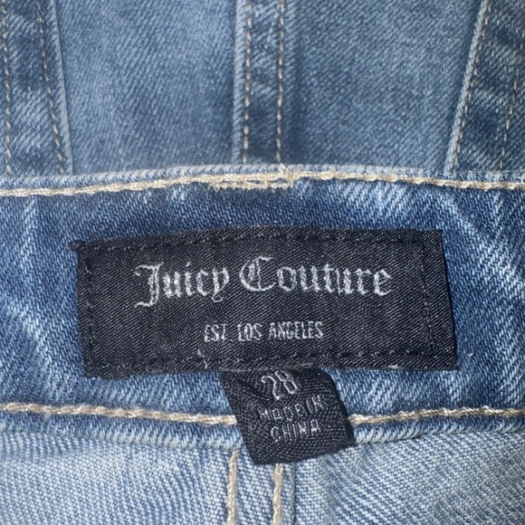 Juicy Couture NWT Pink JC Belt Look Scarf Med Blue Destroyed Venice Jeans Sz‎ 28 - Picture 10 of 11